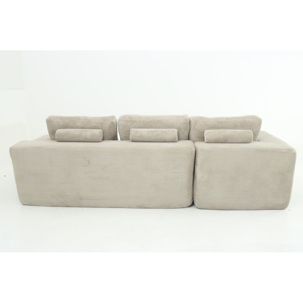 105" Modular Sectional Sofa w/ L-Shape Chaise, Corduroy Fabric, Camel