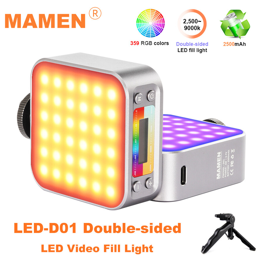 Mamen LED-D01 Double-sided LED Fill Light Video Photography Lighting Vlog Live