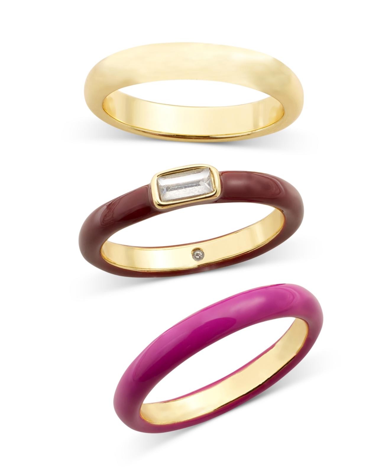 Gold-Tone 3-Pc. Set Crystal & Color Stack Rings Size 7