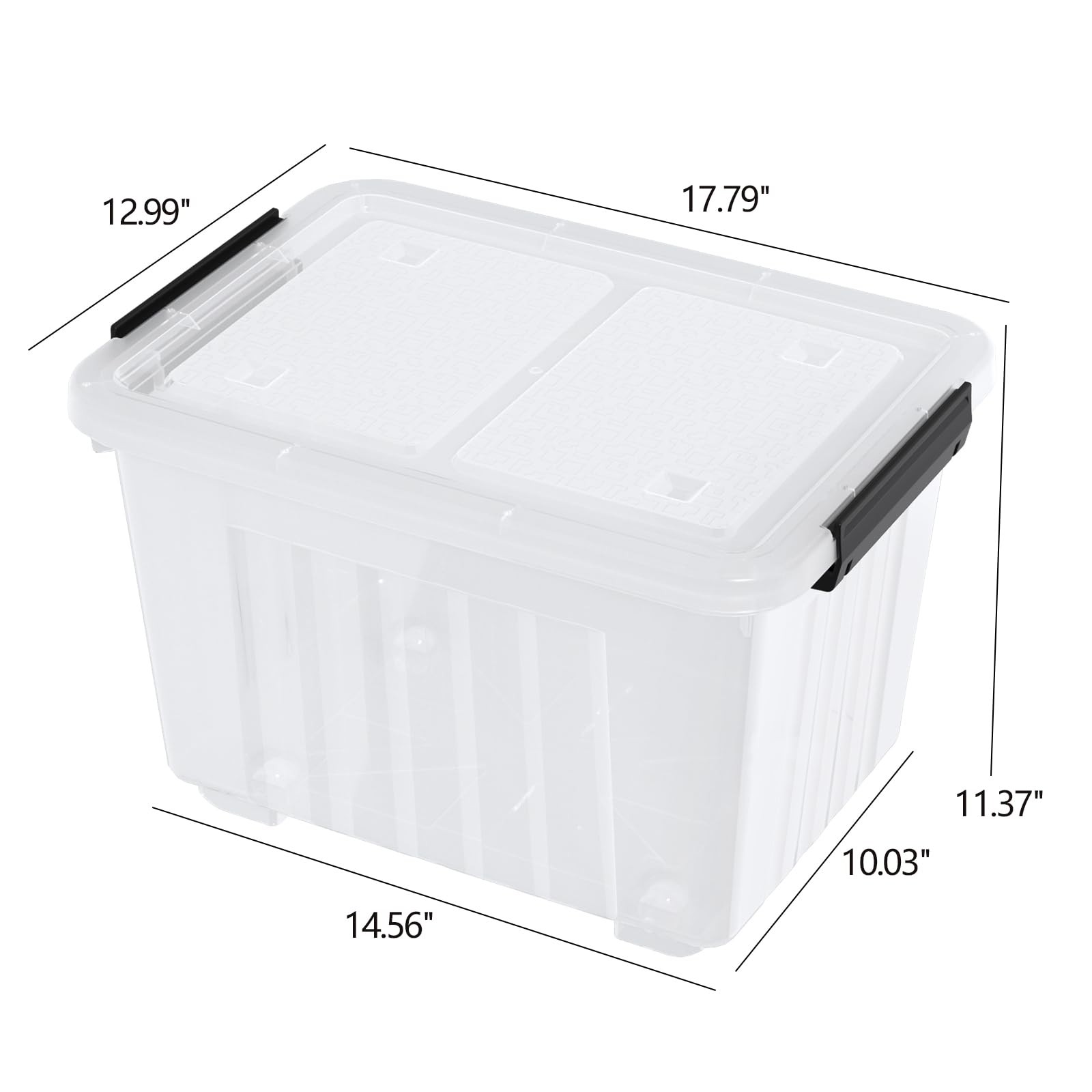 30 Qt Clear Wheeled Storage Bins with Latching Lids, Latching Box