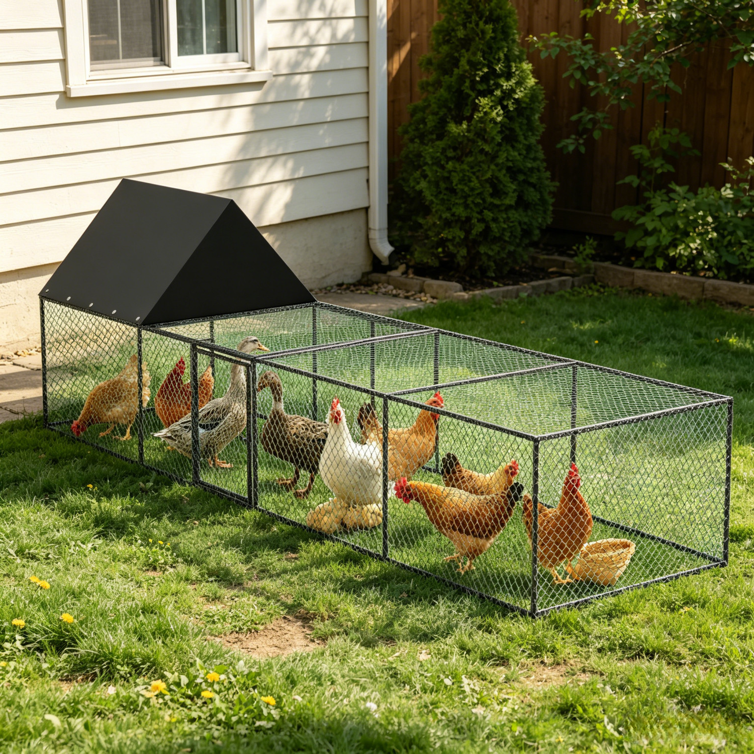 Outdoor Heavy Metal Chicken Coop cage Run Walk-in Poultry Cage Rabbit Duck House