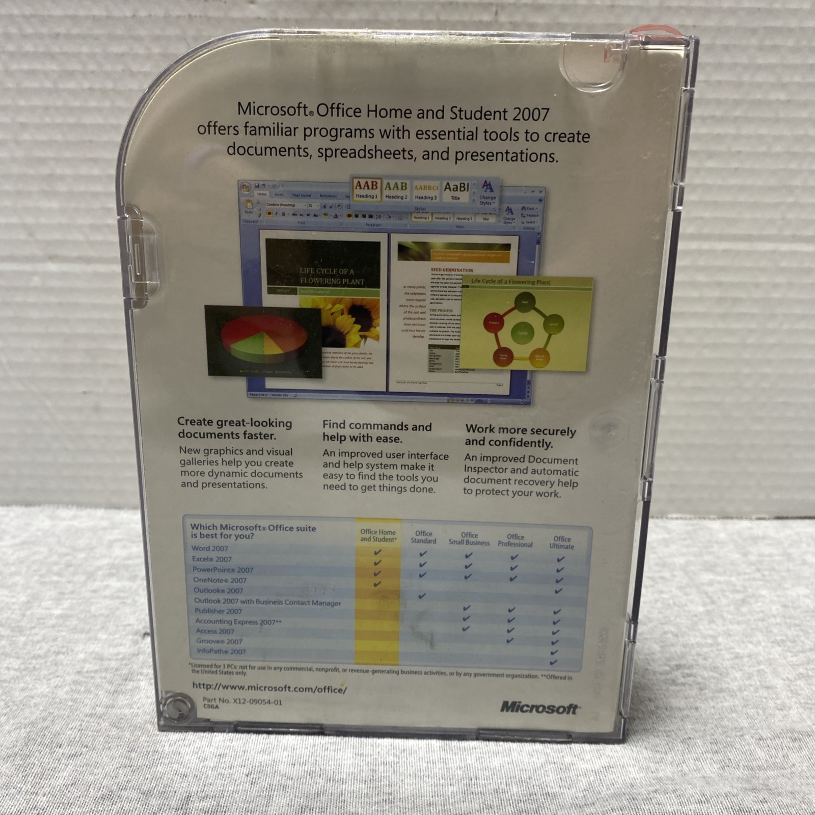 Microsoft Office Home Student 2007 CD Rom Product Key PC Windows Untested