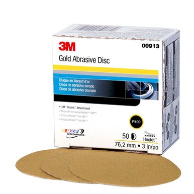 3M 00913, 400 Grit, 3 in Hookit Finishing Film Sand Paper