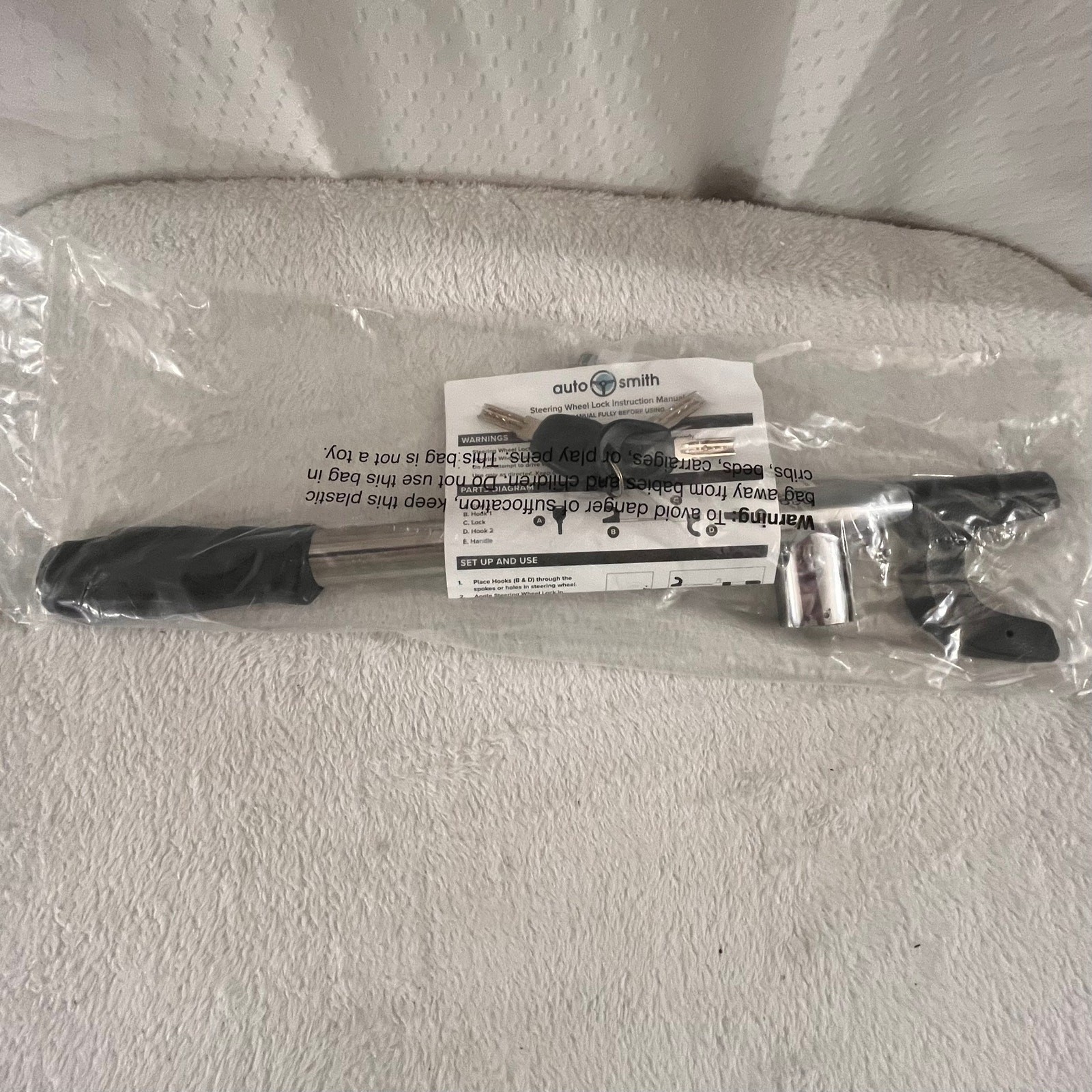 Steering Wheel Lock (BLack) By AutoSmith With 3 Keys