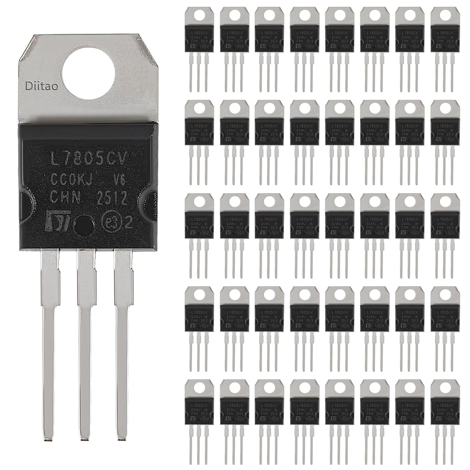 40 PCS L7805CV IC Positive Voltage Regulator 5V 1.5A L7805 Linear Circuit