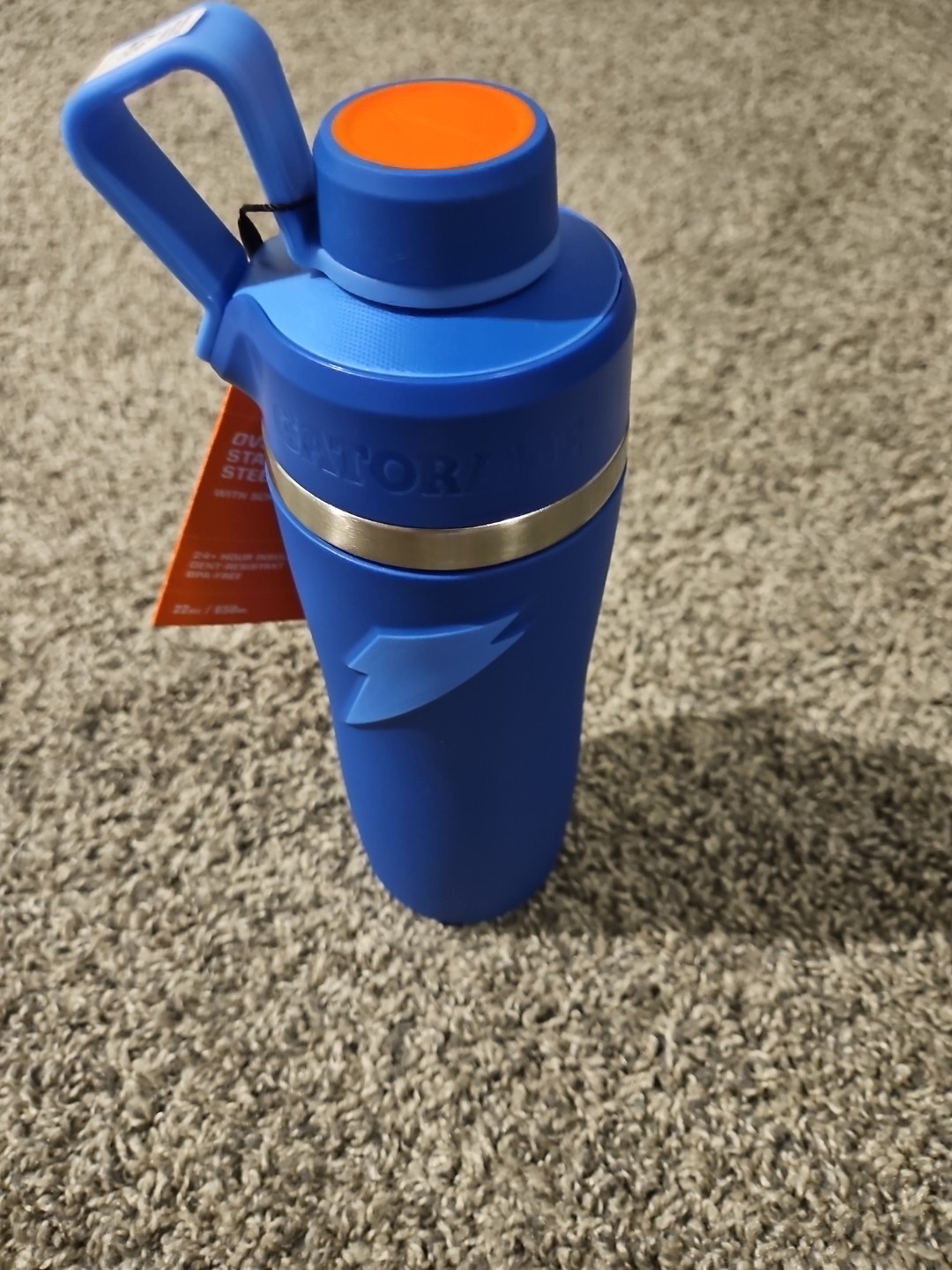 Gatorade Overtime Stainless Steel Blue Twist Cap Metal Water Bottle, 22 fl oz