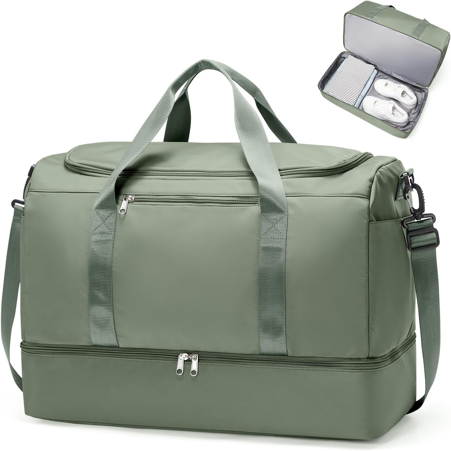 Extra Large Travel Duffle Bag,Carry on Overnight Weekend Bag with Shoes Compartm