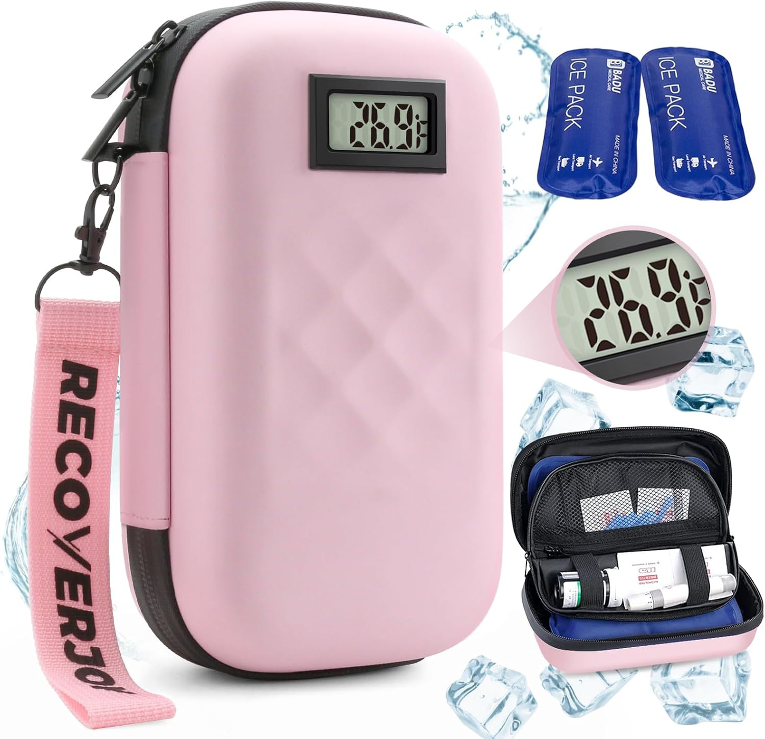 TSA Approved Insulin Cooler Travel Case Diabetic Medication Bag with Thermomete