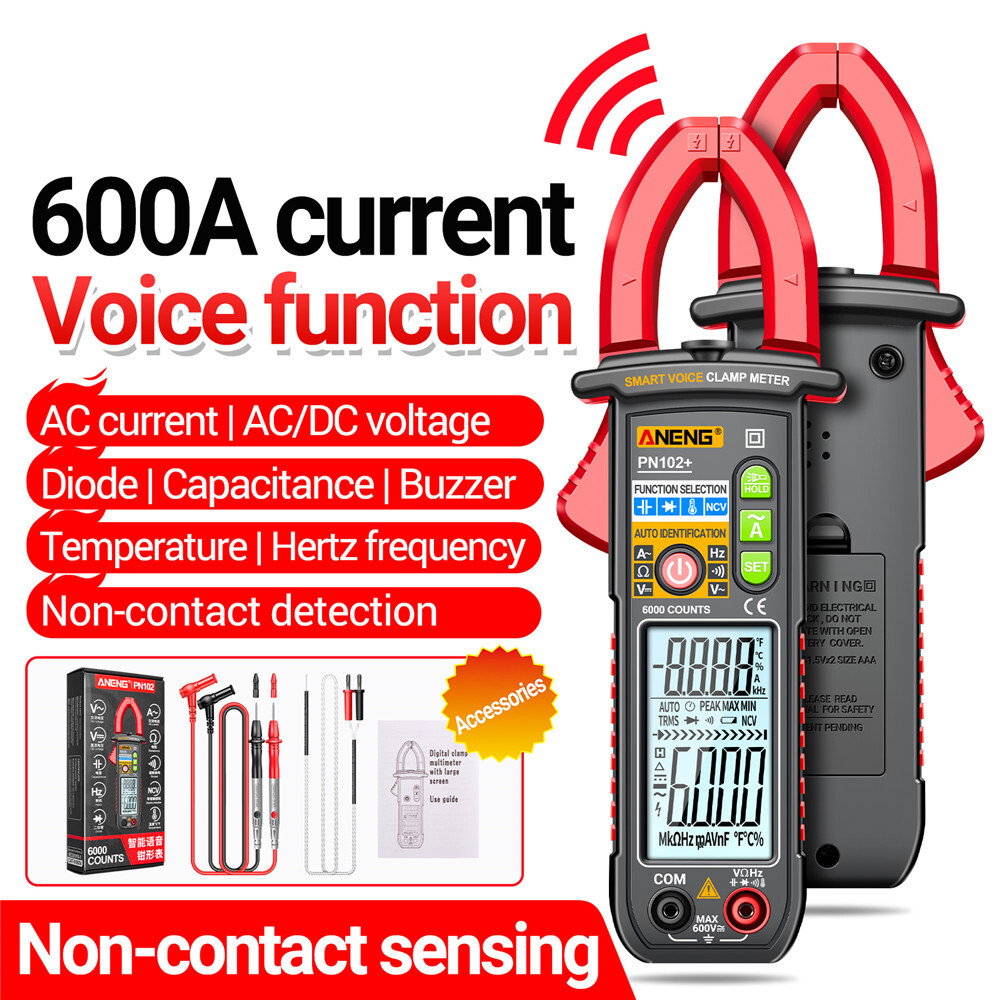 ANENG Smart Digital Clamp Meter Voice Broadcast Multimeter AC DC Volt Temp Meter
