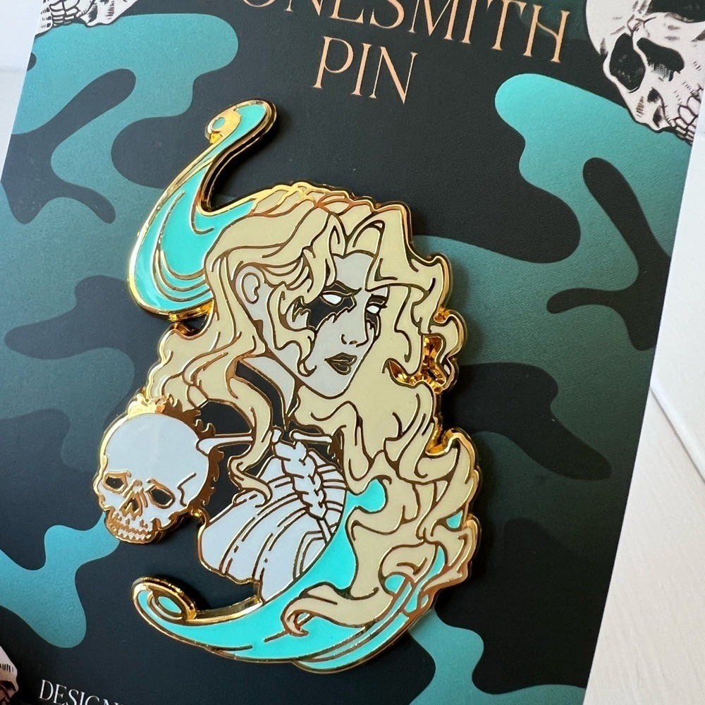 FairyLoot Bonesmith Wren Pin Gold Glow in the Dark Enamel