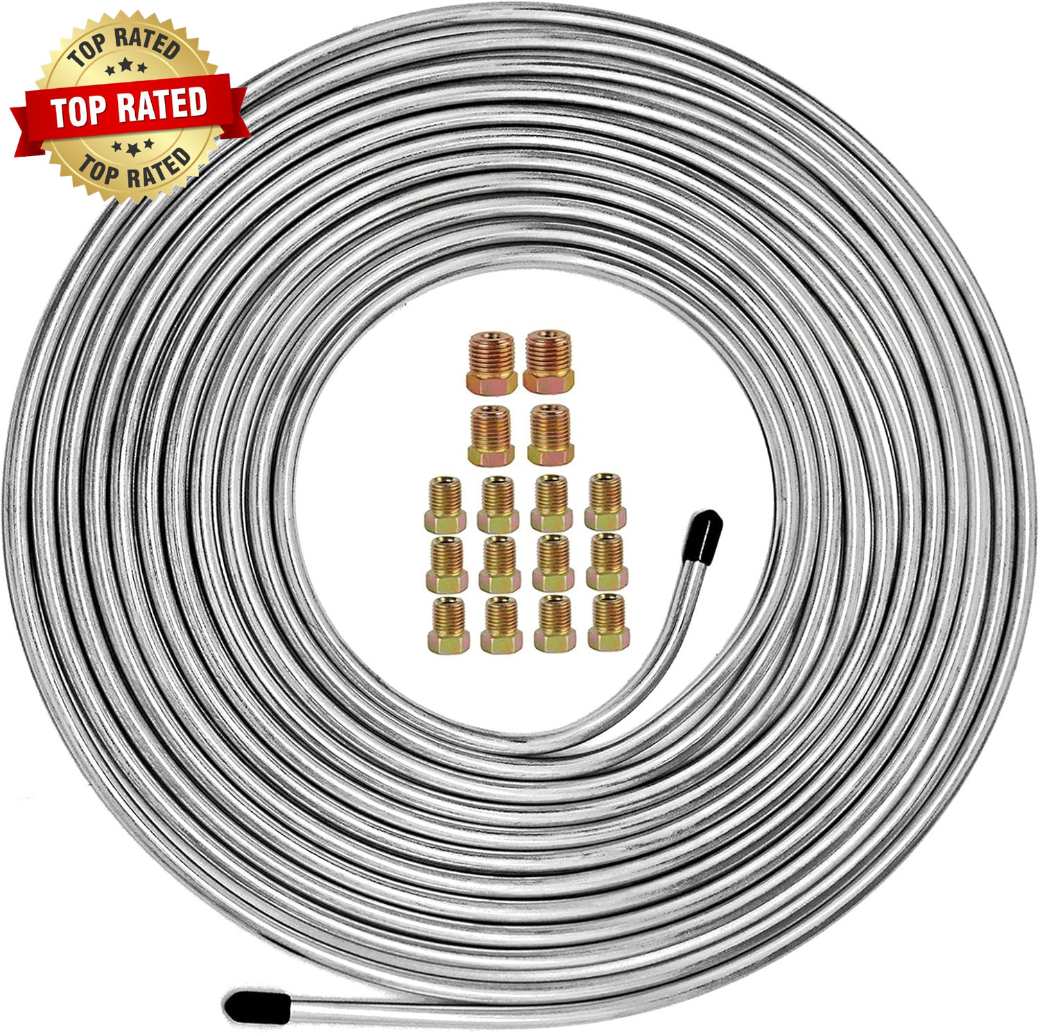 Brake Line Kit 25 Ft 1/4" - Upgraded Zinc-Coated Flexible Brake Tubing Roll with