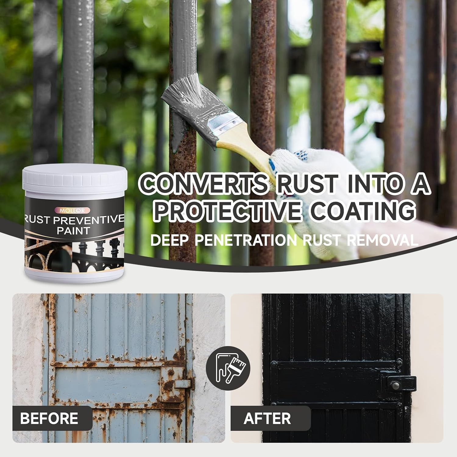 Versatile 2-in-1 Rust Converter & Primer for Metal - 17.5 Oz, Easy Application