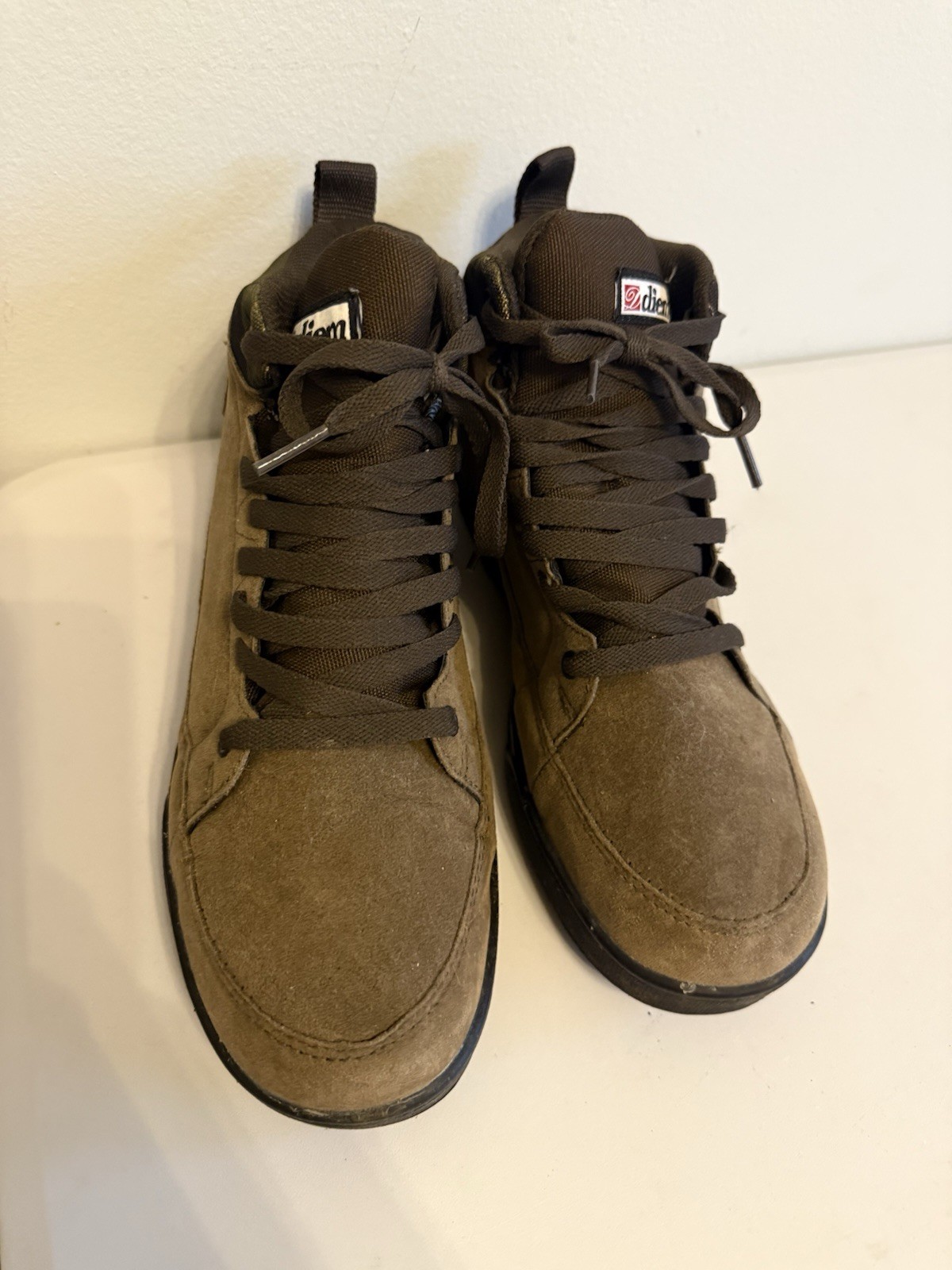 Diem Mens Waterproof Shoes Fishing Boots Lace Up Breathable Suede Used