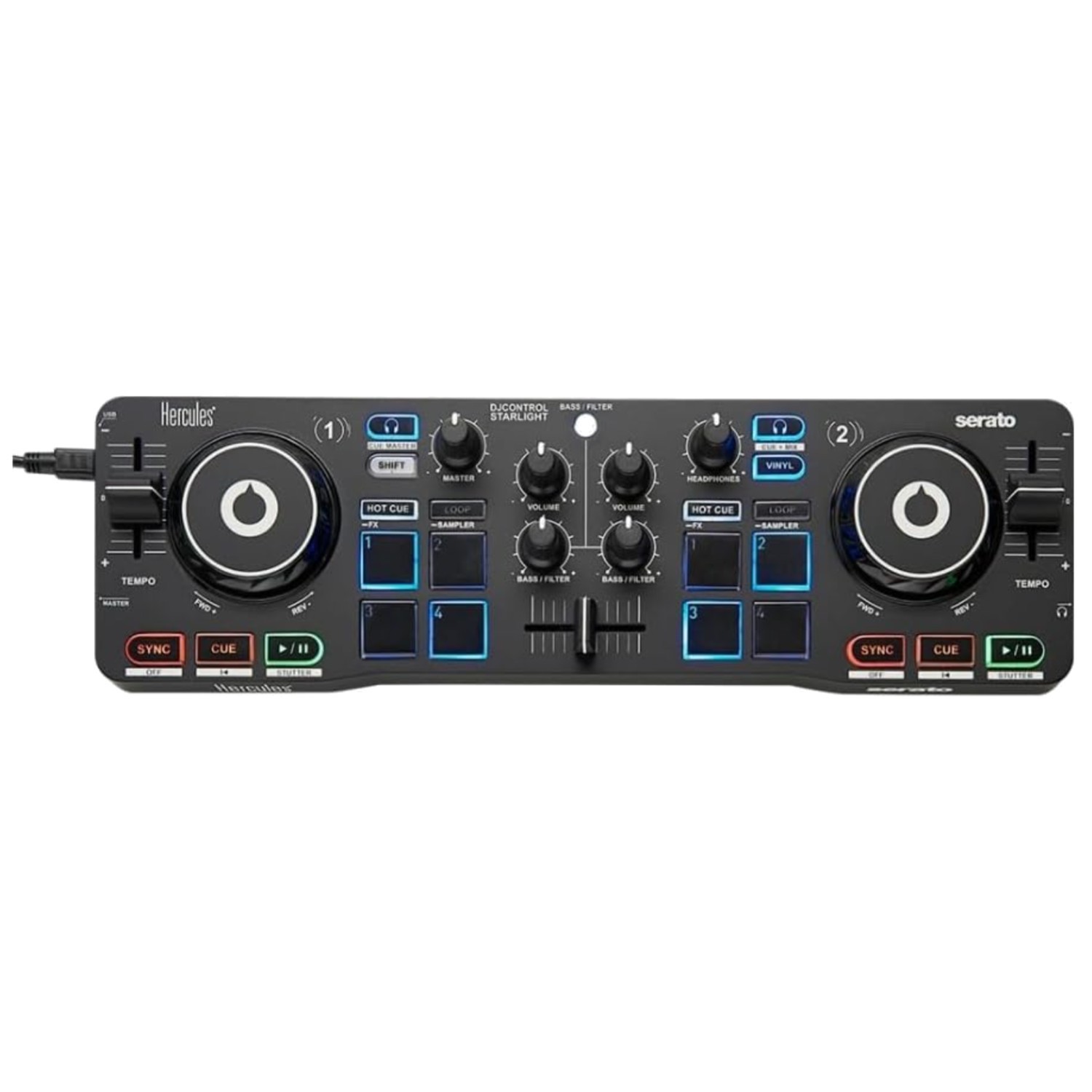 Serato-Compatible DJ Controller with Light Show/`