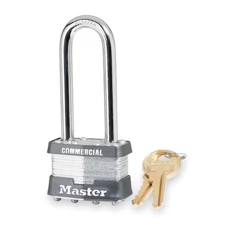 Master Lock 81Lj Padlock, Keyed Different, Long Shackle, Rectangular Steel