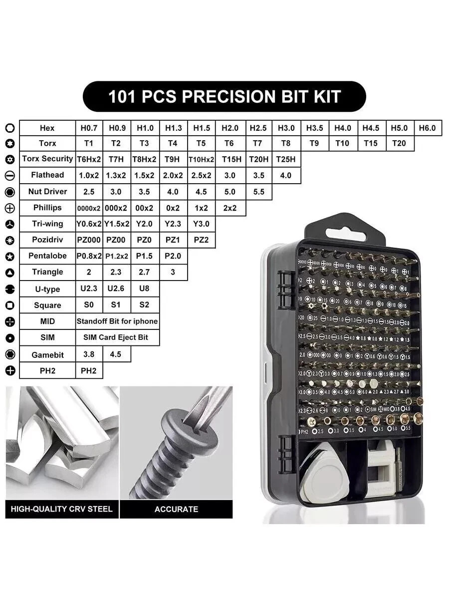 122 in 1 Precision Screwdriver Set Computer Repair Tool Kit Acssart Magnetic Bit
