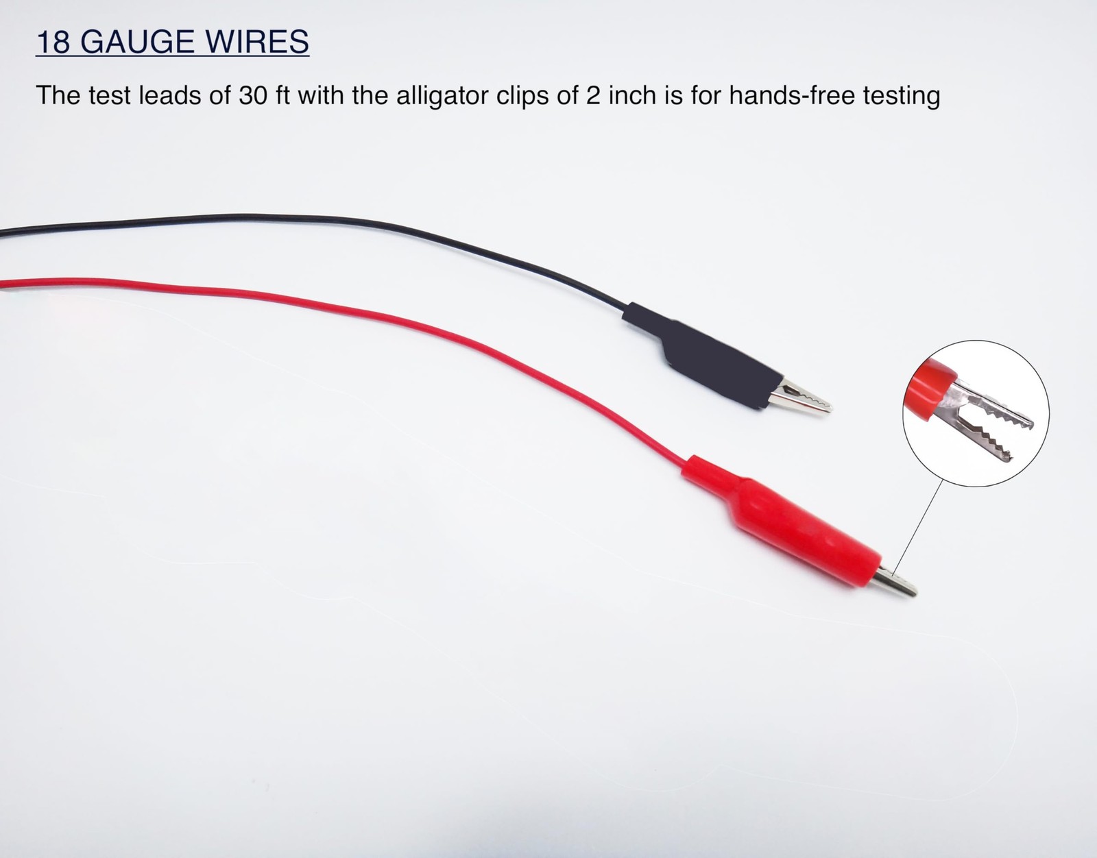 2 Wire 30â€™ Retractable Test Leads with 2â€ Alligator Clips, 18 Gauge Elect...