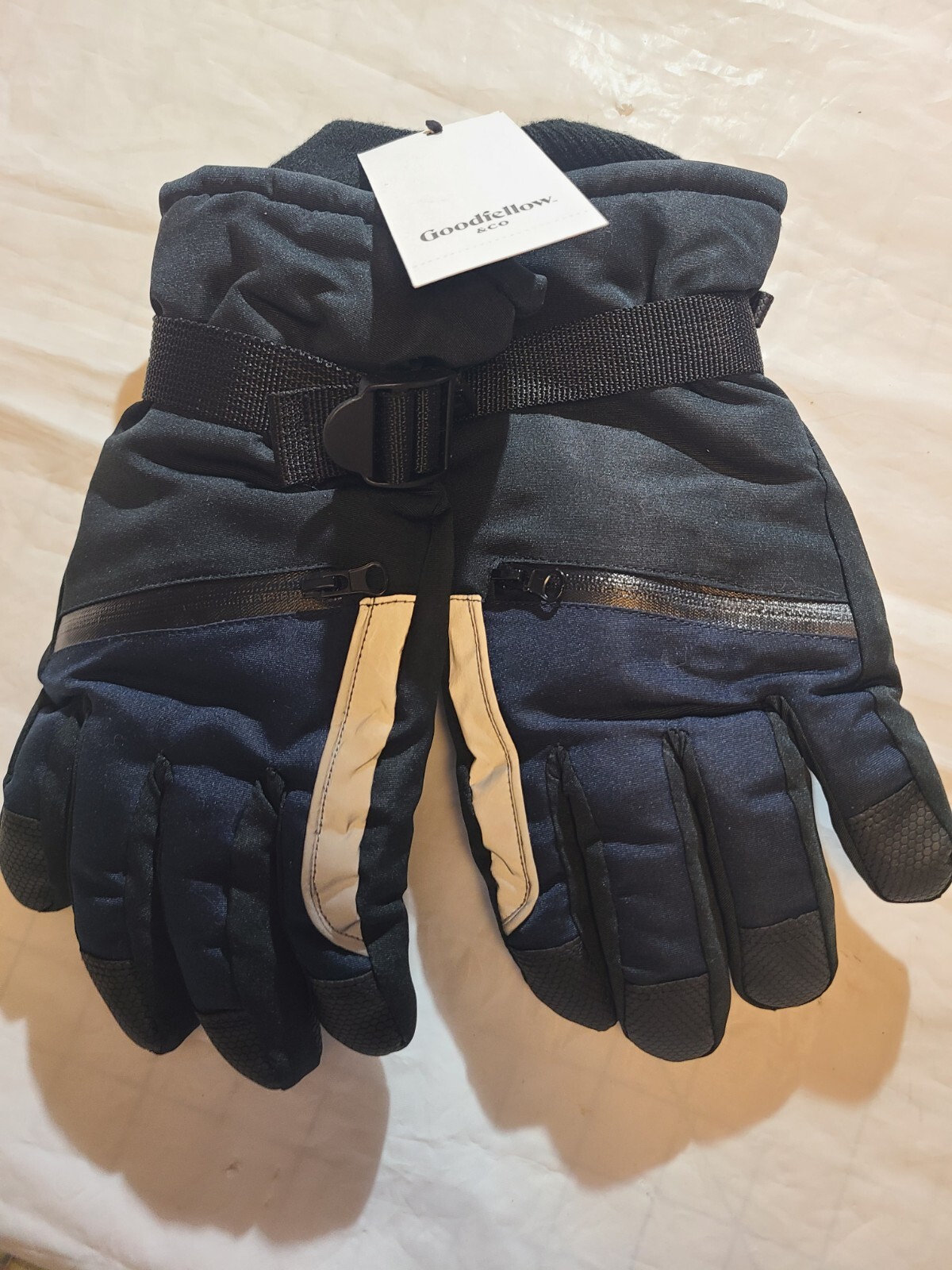 Men's Zip Pocket Ski Gloves- Goodfellow & Co Navy Blue Size S/M