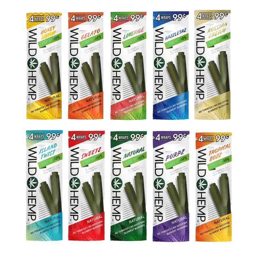 Wild Hemp Natural Rolling Papers 40 Total Rolls 10 POUCH TRAIL PACK ALL FLAVORS