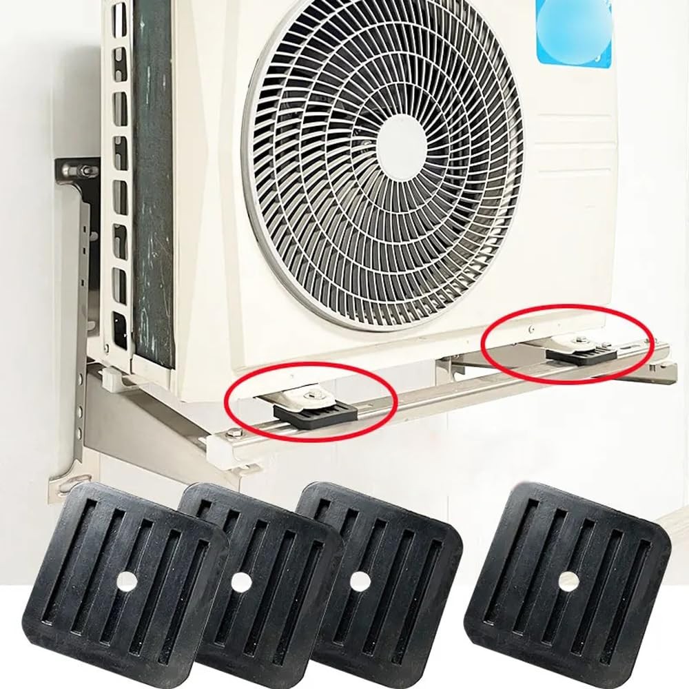 RecDec 4 Pack Mini Split Anti-Vibration Pads Wall Mounting Bracket Black