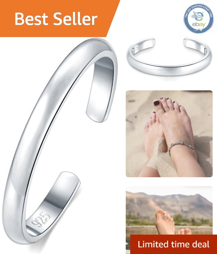 925 Sterling Silver Adjustable Toe Rings for Women - Chic Minimalist Design