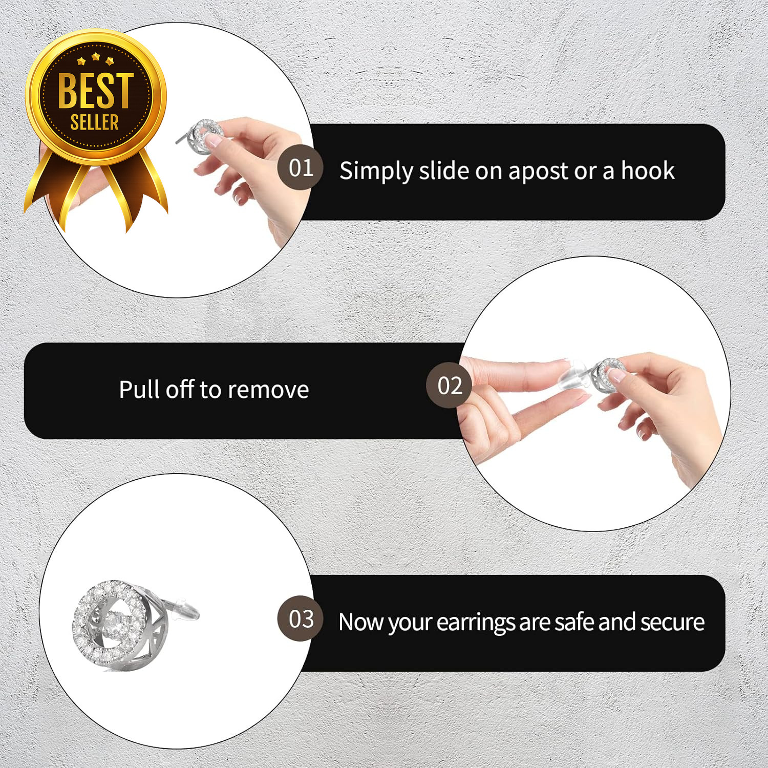 600pcs Silicone Earring Backs Clear Soft Hypoallergenic Clutch Stoppers Kit