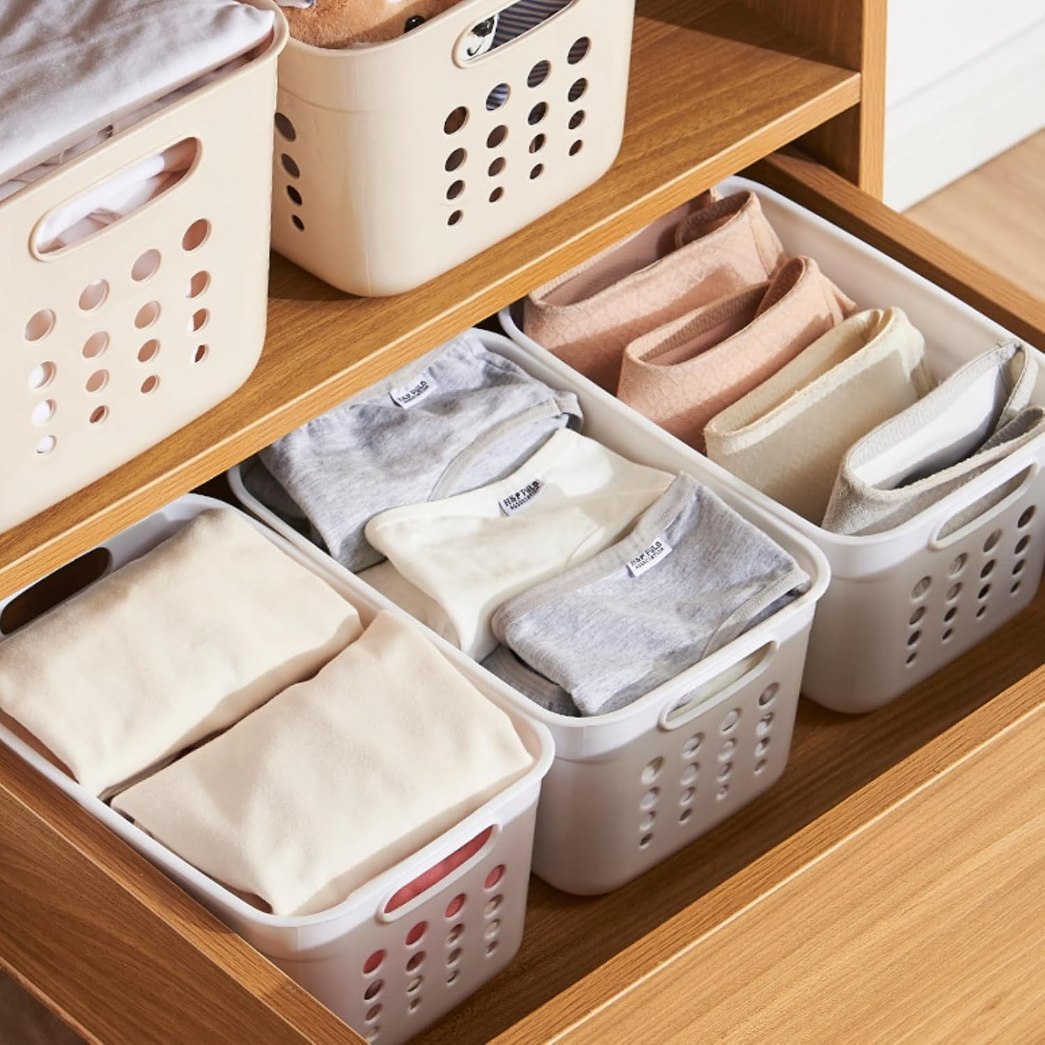 9-Pack Small Plastic Storage Baskets with Handles for Home Organization