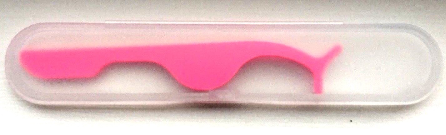 False Eyelash Tweezers Pink Metal Applicator Makeup Clip Tool In Plastic Box