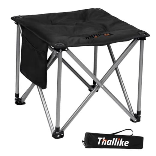 Upgraded Padded Camping Stool with Storage Bag 18 Inch Oversized Folding Black
