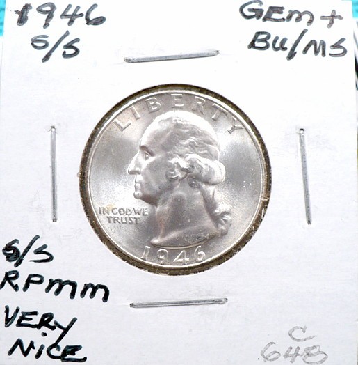 1946-S/S RPM 25c WASHINGTON QUARTER GEM BU, NICE+, WHITE+, C648