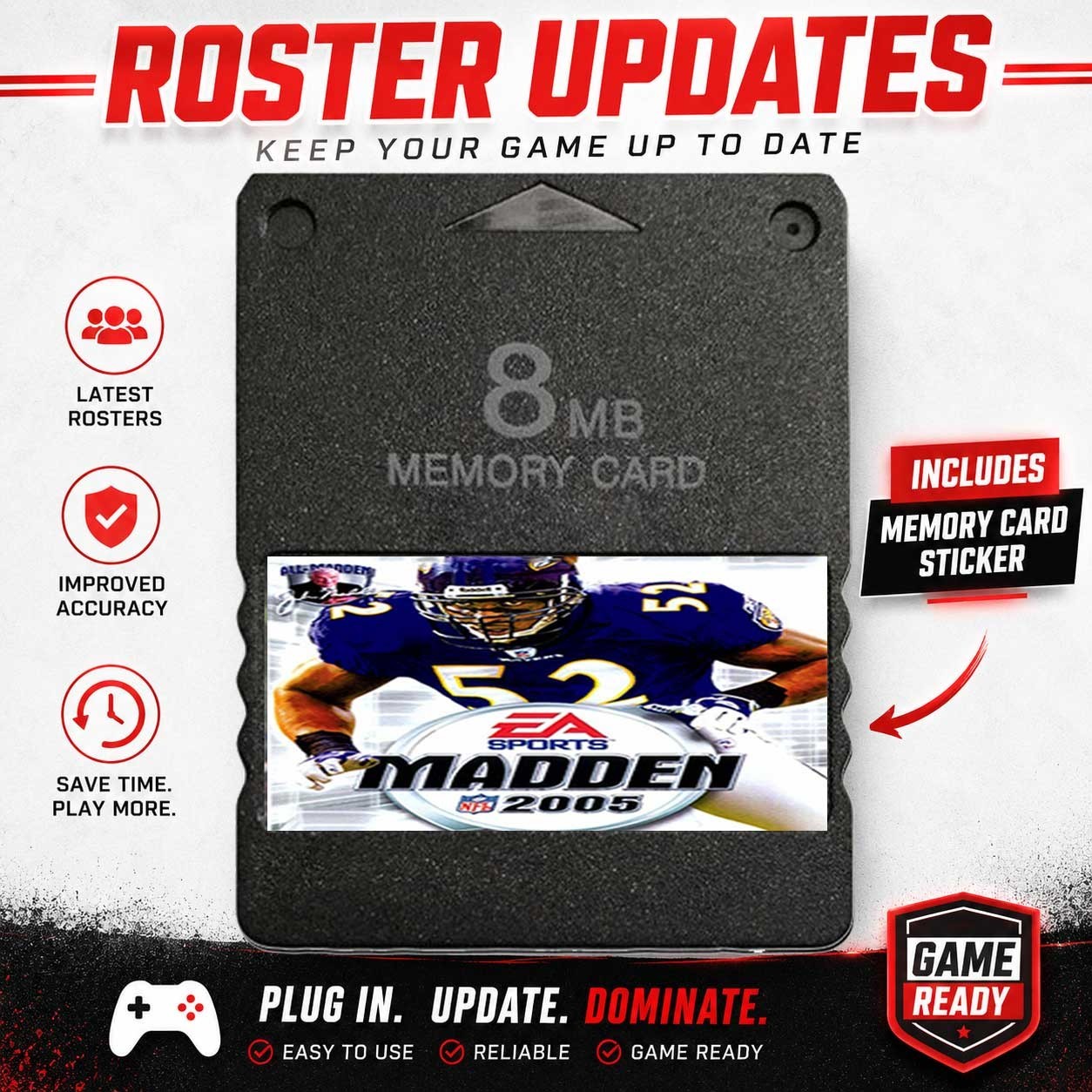 Madden 2005 Roster Updates PlayStation 2 PS2 Memory Card 100% Completed Save