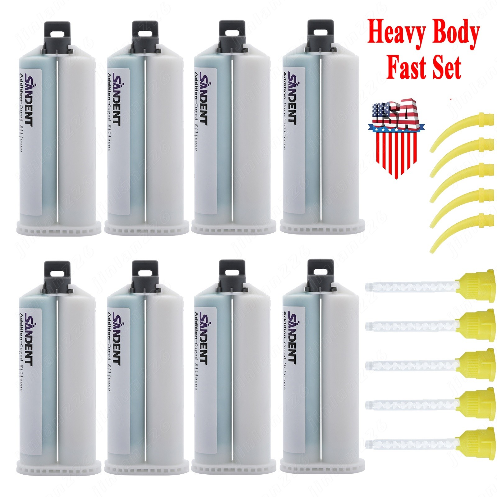 8x50ml Cartridge Impression Material Heavy Body Standard Set + 40 Tips
