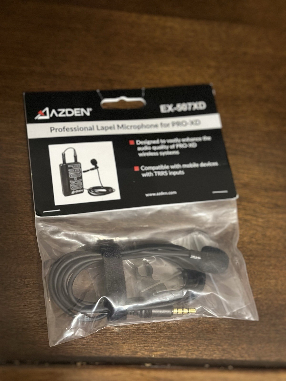 Azden EX-503TXD Lavalier Lapel Mic for PRO-XD, Omni 3.5mm TRRS, Black