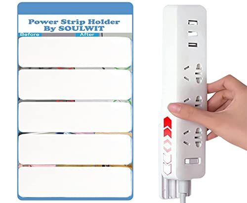 SOULWIT 5-Pack Self Adhesive Power Strip Holder, Surge Protector White