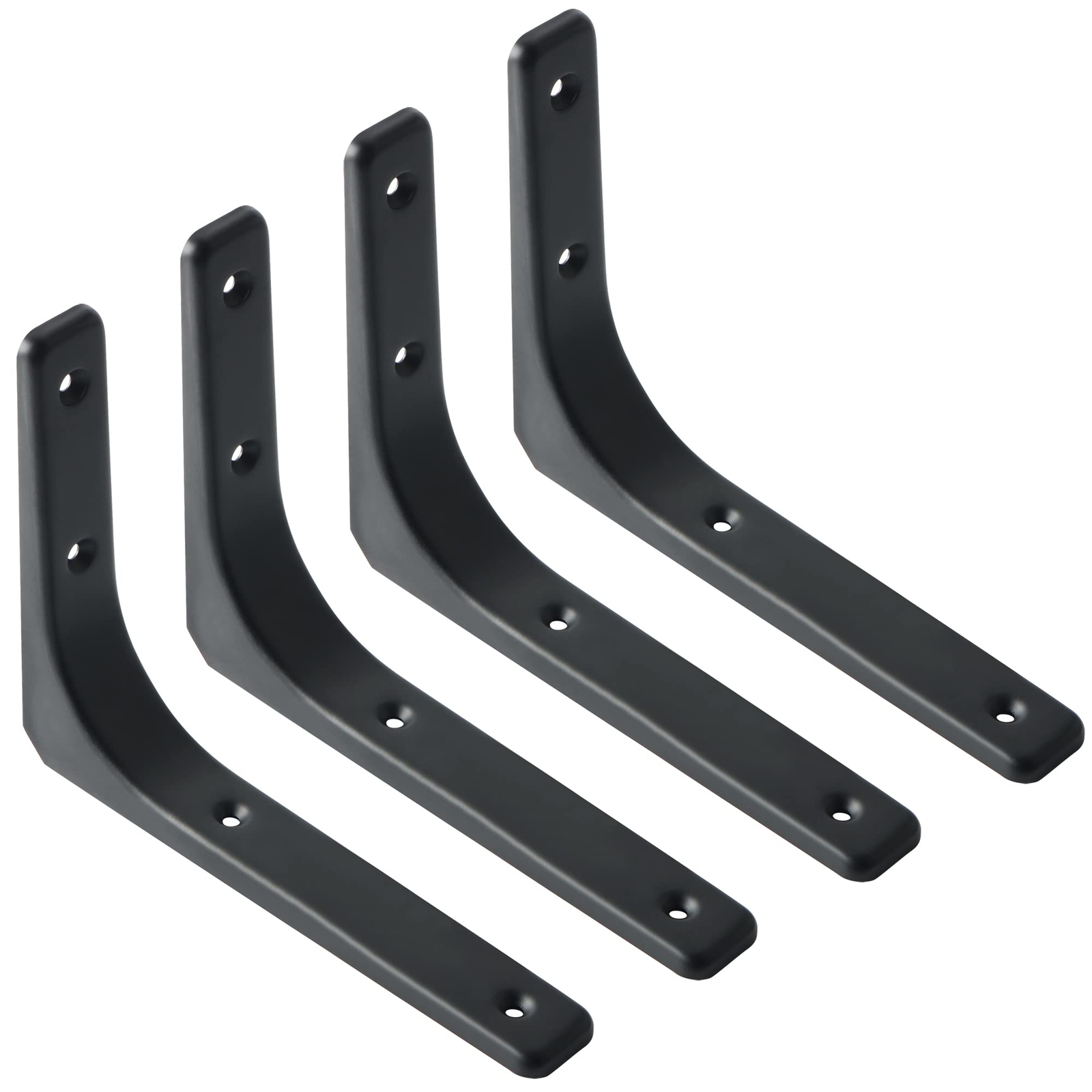 Decorative Metal L-Brackets 8x6 Inch Matte Black 4 PCS for Shelves