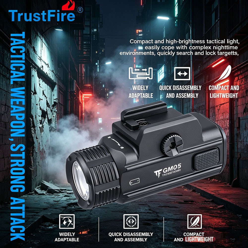 TrustFire GM05 1050LM LED Pistol Light Glock Tactical Picatinny Flashlight R