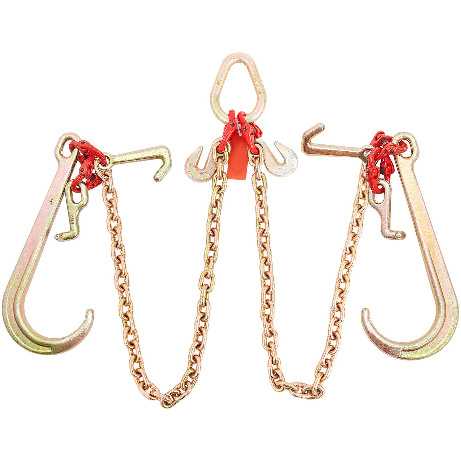 5/16'' x 3' G80 Tow Chain J Hook V-Chain Bridle w/RTJ Hooks 9620lbs Load