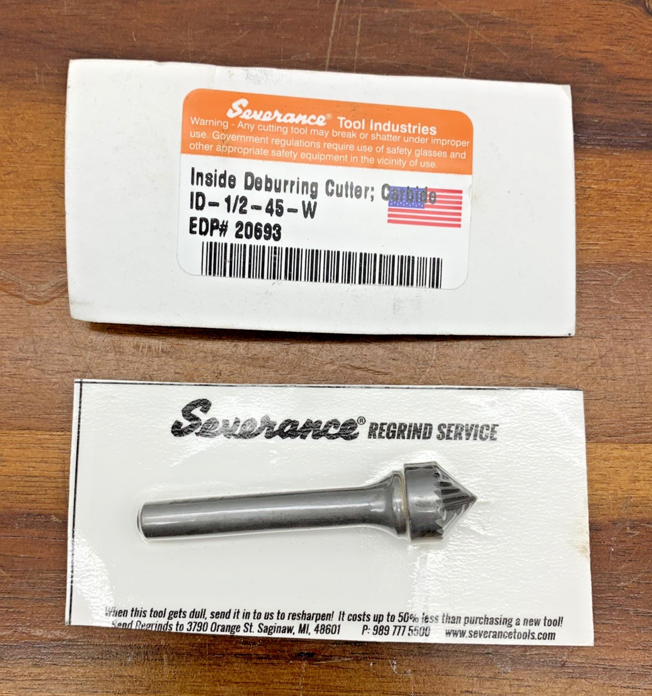 Severance #20693 ID-1/2-45-W Inside Deburring Countersink Cutters(2) Carbide New