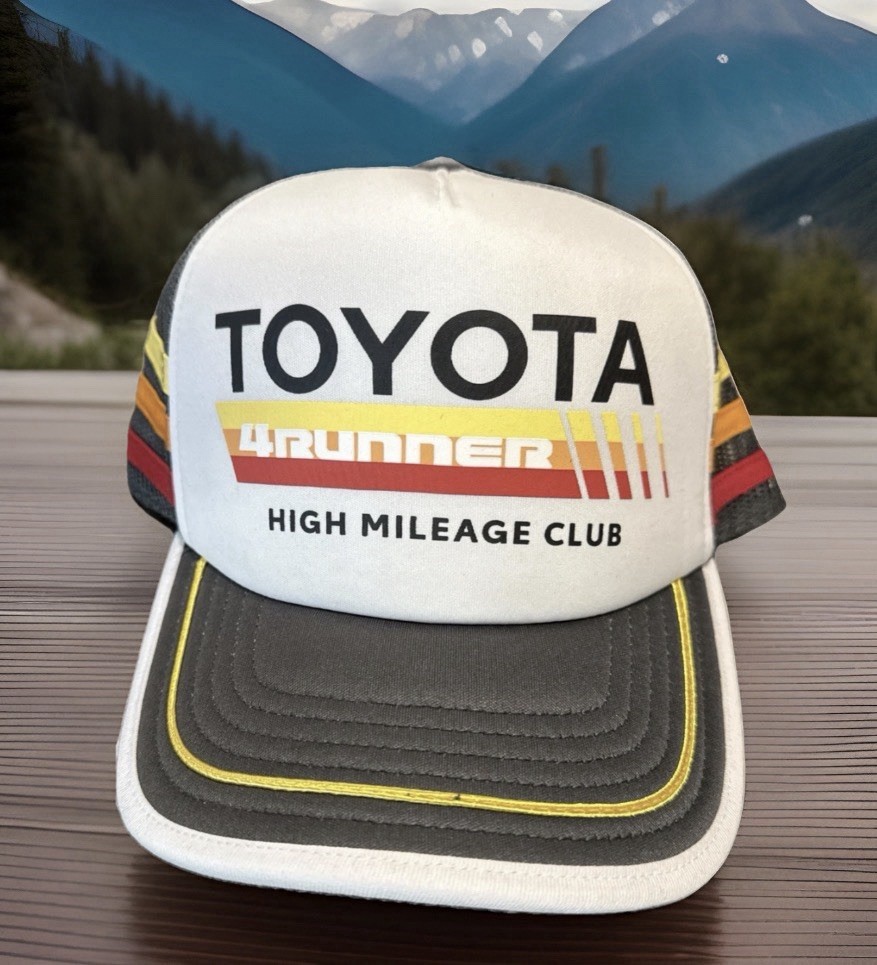 Toyota 4RUNNER High Mileage Club Trucker Snap Back Hat Heritage Stripe TRD