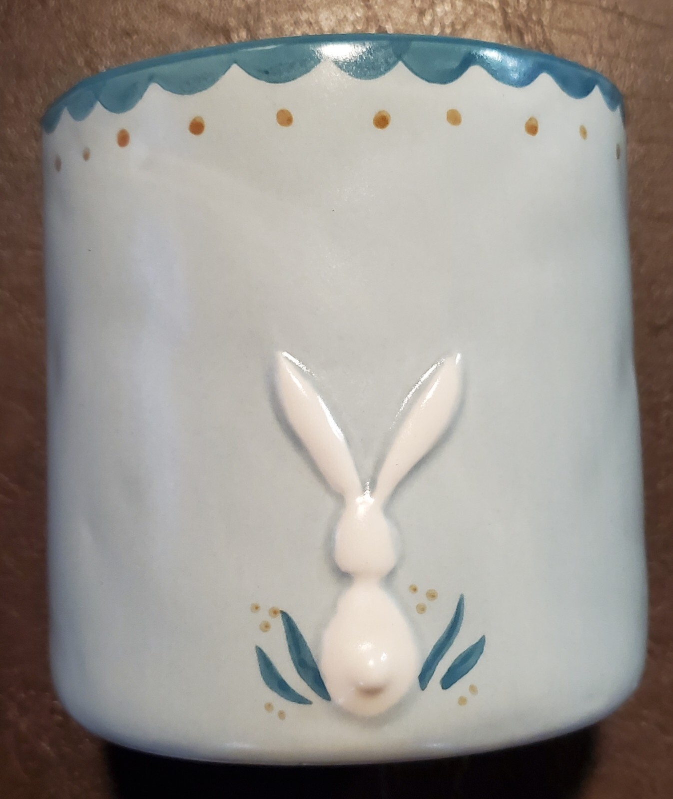 Seann Hopper Ceramic Handpainted Engraved Bunny  Rabbit Pot Planter Vase