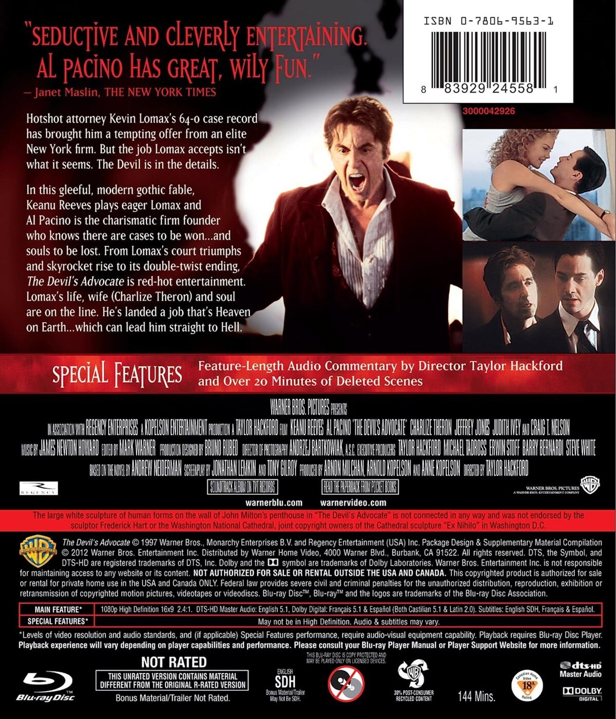 Devil's Advocate Blu-ray Al Pacino NEW