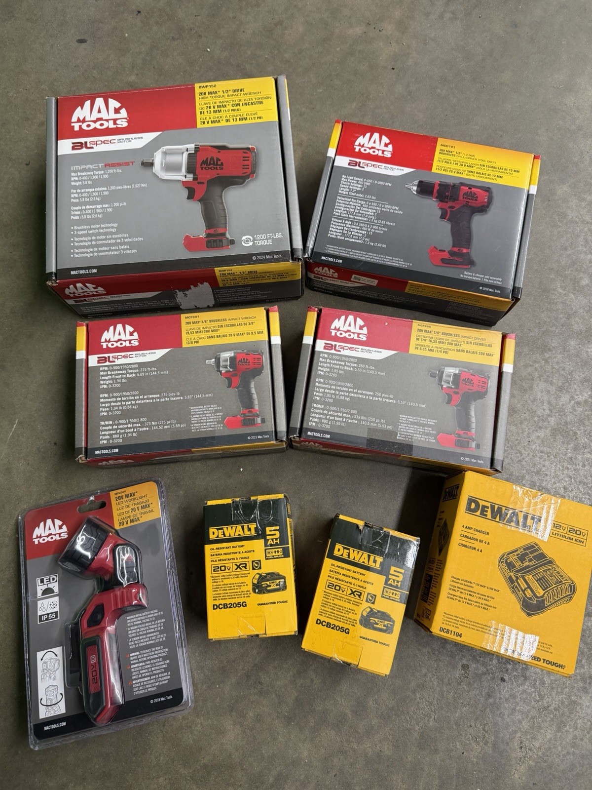 BRAND NEW MAC Tools 20V MAX Brushless Cordless Power Tool Set w/ LED Worklight