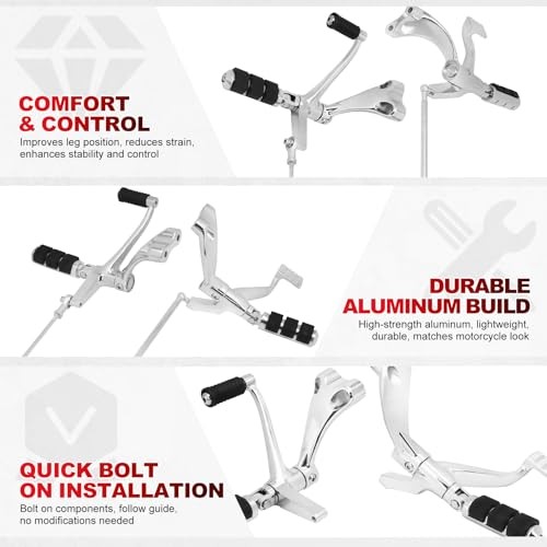 Motorcycle Forward Controls Linkages Levers Complete Kit For 2014-2022 Chrome