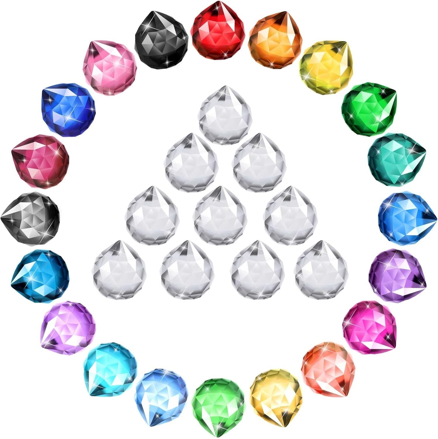 30 Pack Crystal Ball 20 mm Prism Suncatcher Sun Catchers Hanging Crystals Pri...