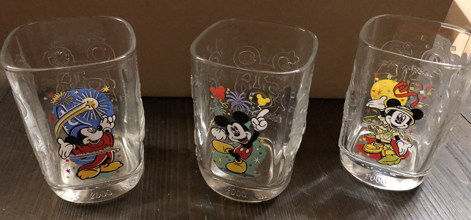 McDonald's 2000 Mickey Mouse Walt Disney World Celebration Glasses ~ Set Of 3