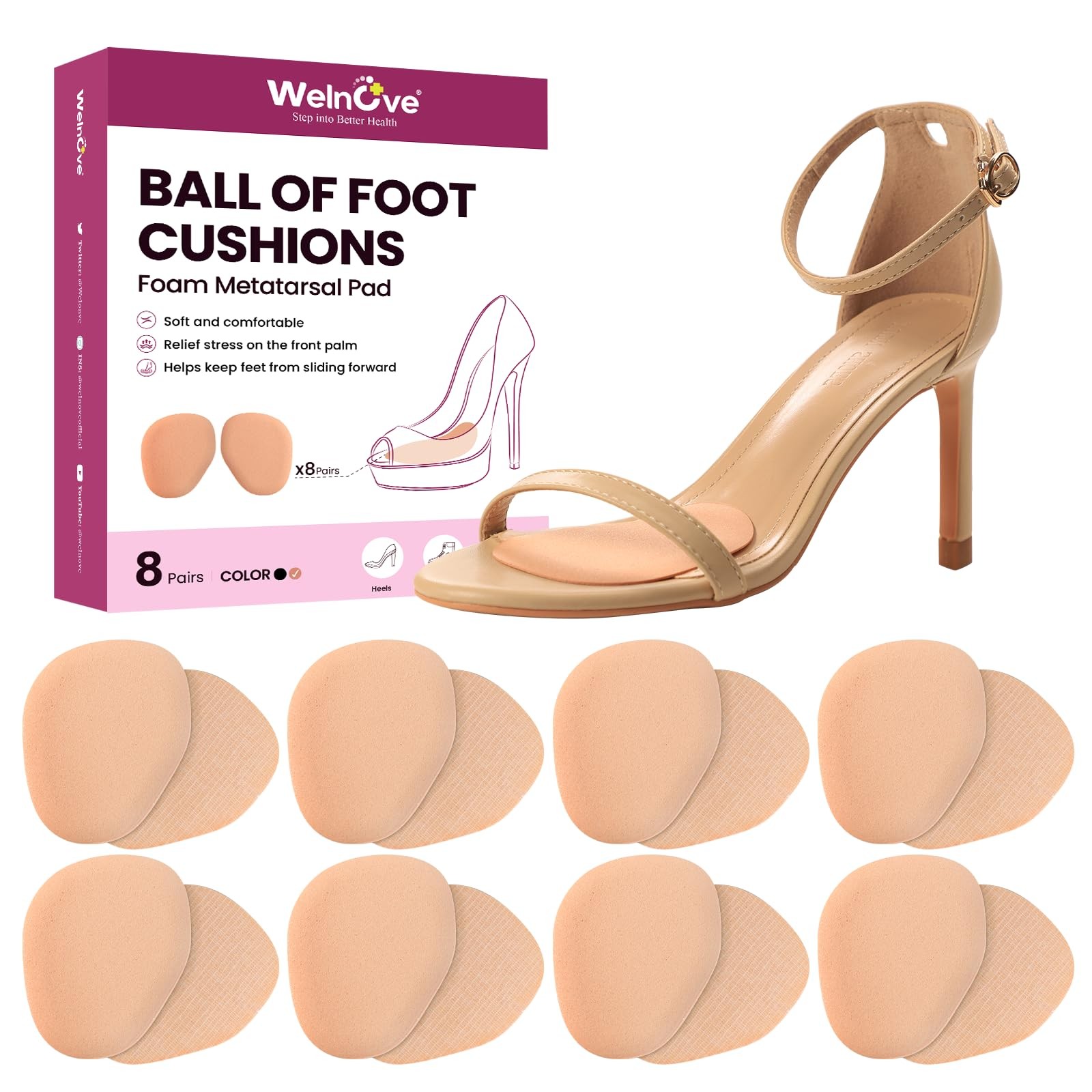 of Foot Cushion Metatarsal Pads - Anti-Slip Metatarsal Pad to Prevent Feet Sl...