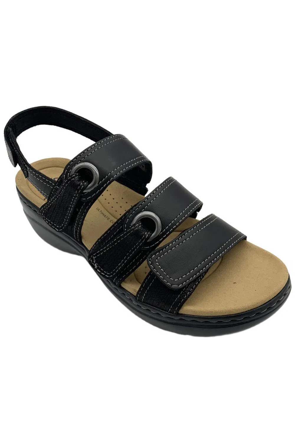 Clarks Collection Women's Bali Leather Slingback Wedge Sandals Black
