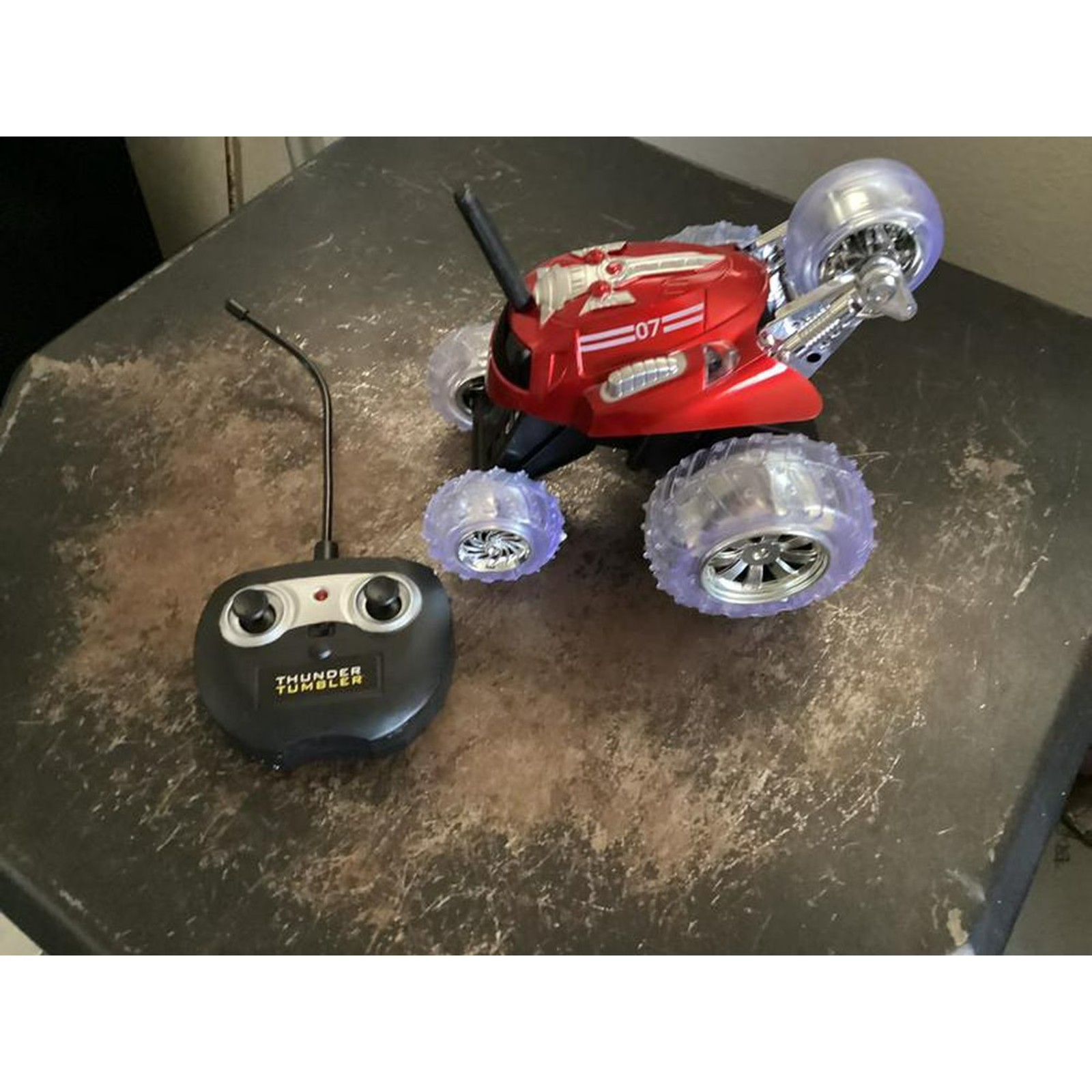 Sharper Image Thunder Tumbler Remote Control Stunt Car, LED Lights 360 Spins Toy