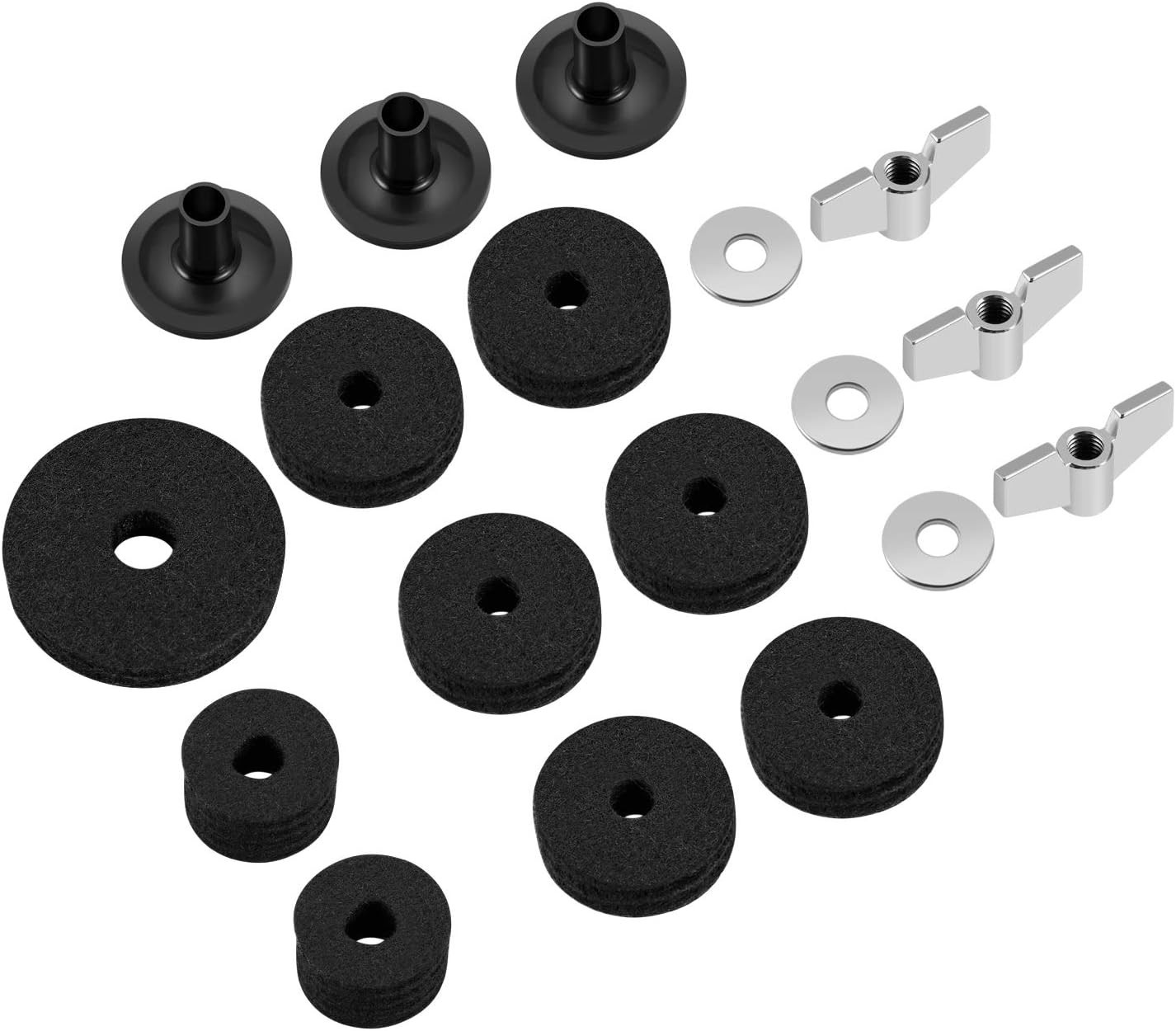 18piece Cymbal Accessories Kit Includes Cymbal Felts and Sleeves Basewing Nuts