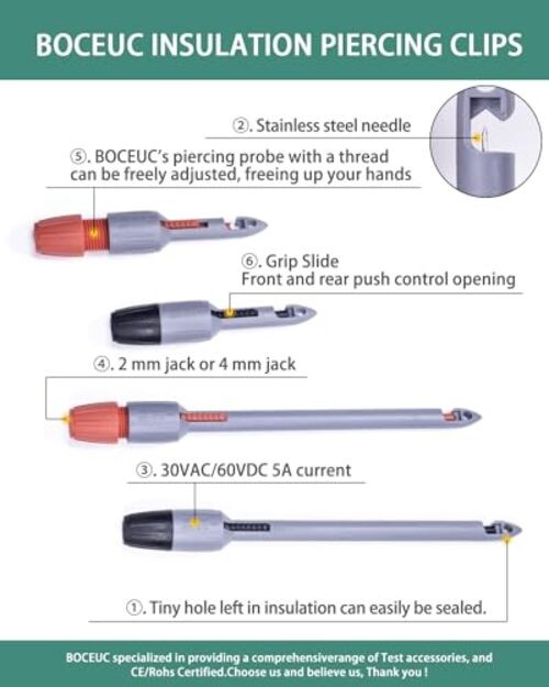 Heavy Duty Wire Piercing Probe Insulation Piercing 4mm Plug(Extended Edition)